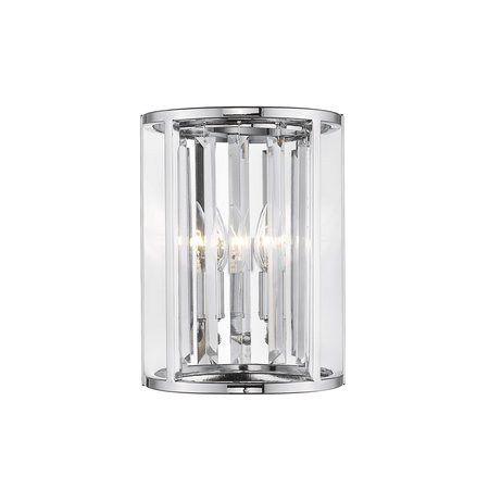 Z-LITE Monarch 2 Light Wall Sconce, Chrome & Clear 439-2S-CH